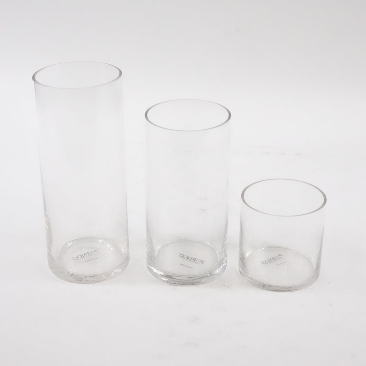 Set of 3 Glass Cylinder Vases 4, 8, 10 Inch Tall