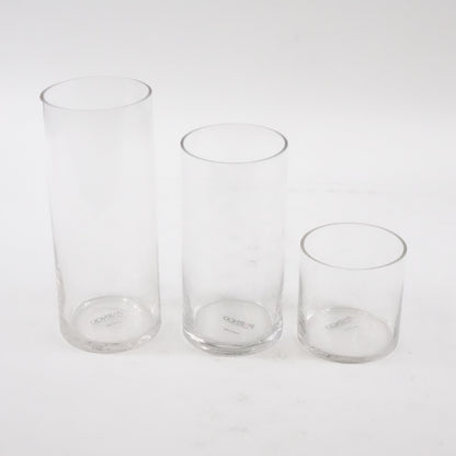 Set of 3 Glass Cylinder Vases 4, 8, 10 Inch Tall