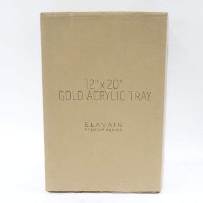 Elavain Acrylic Gold Serving Tray with Handles Rectangle Large Makeup Organizer Tray Sturdy Bed Tray