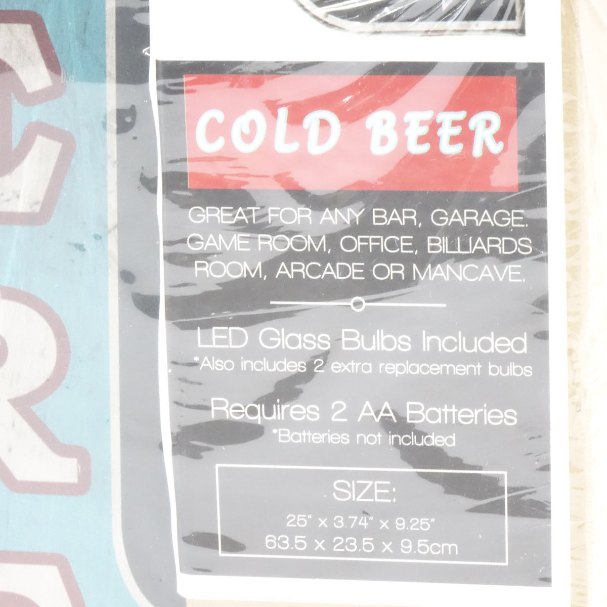Ice Cold Beer Double-Sided Marquee LED Sign With Bottle Cap Design 25" x 7" x 4"