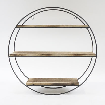 TFER Round Floating Shelve Wall Mounted Metal Bracket and Reclaimed Natural Wood