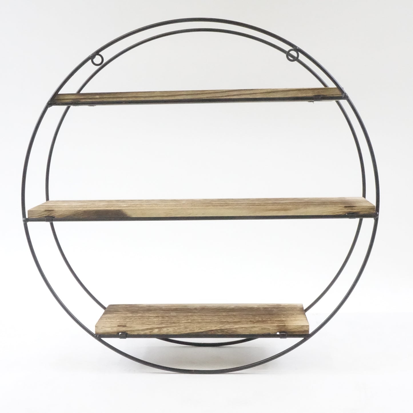 TFER Round Floating Shelve Wall Mounted Metal Bracket and Reclaimed Natural Wood