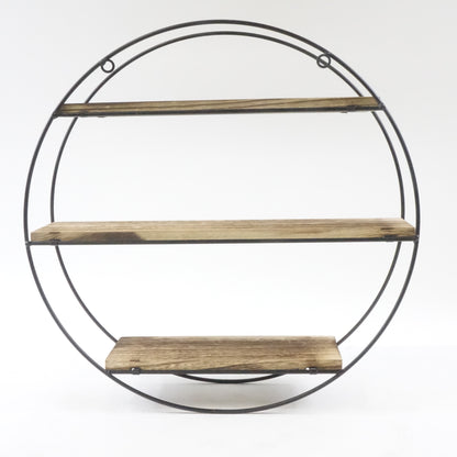 TFER Round Floating Shelve Wall Mounted Metal Bracket and Reclaimed Natural Wood