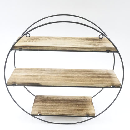 TFER Round Floating Shelve Wall Mounted Metal Bracket and Reclaimed Natural Wood