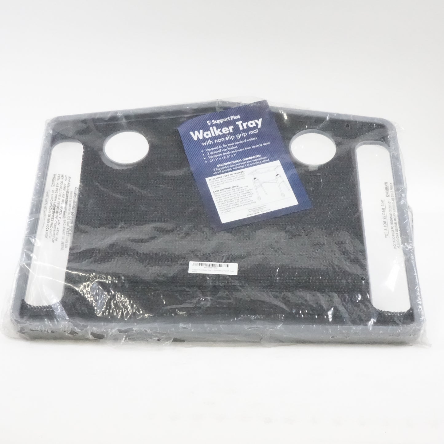 Support Plus Walker Tray Table - Non-Slip Mat with Cup Holder (21"x16") - Gray
