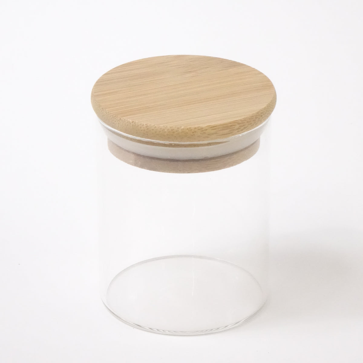 Glass Food Storage Round Jars Airtight Bamboo Lid Set 12 -65 x 80mm - Open Box