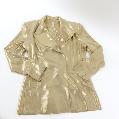 Norma Kamali CLASSIC DOUBLE BREASTED JACKET, GOLD, M Outerwear Coat - New