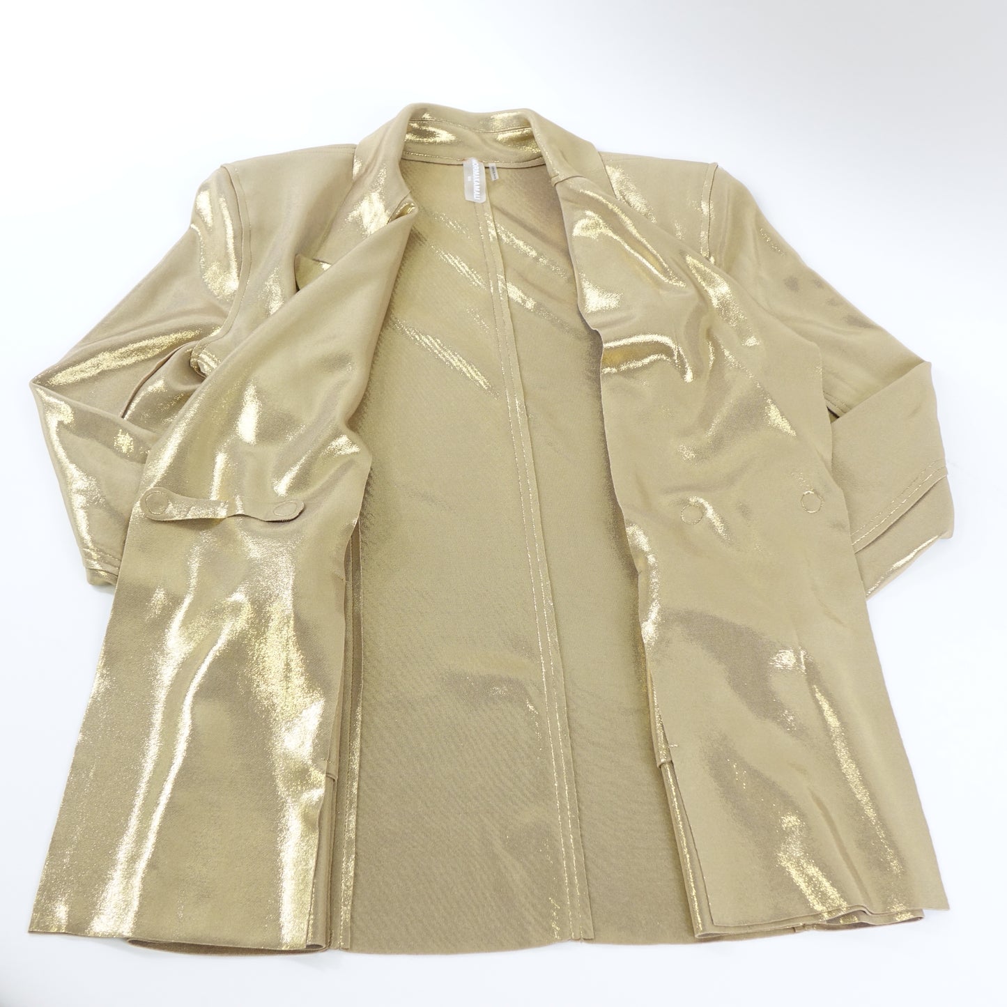 Norma Kamali CLASSIC DOUBLE BREASTED JACKET, GOLD, M Outerwear Coat - New
