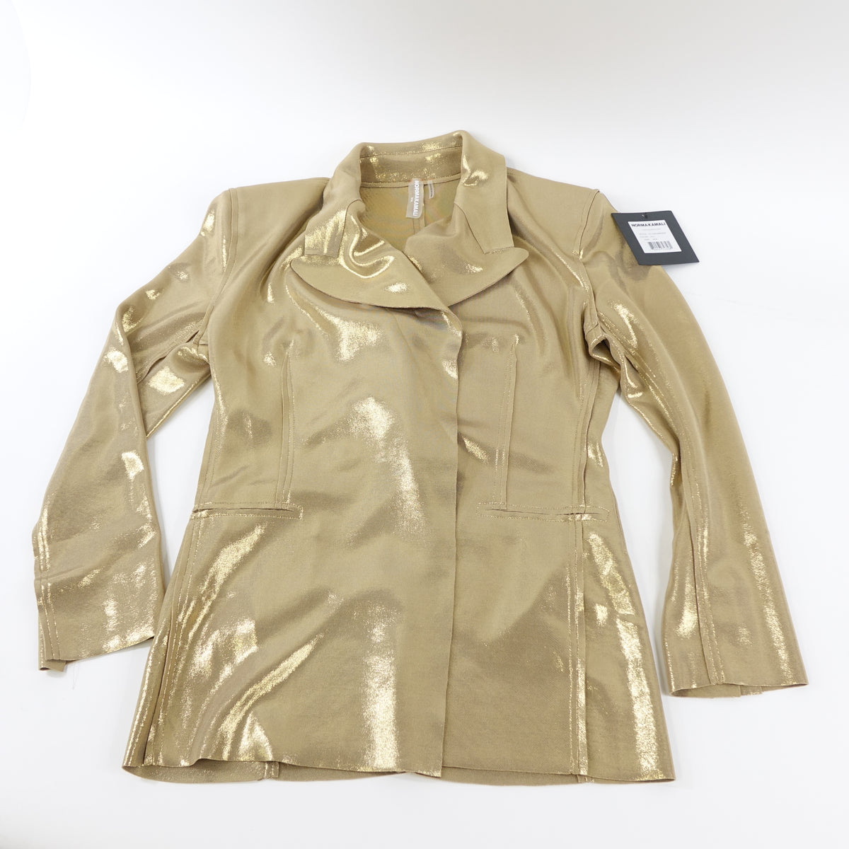 Norma Kamali CLASSIC DOUBLE BREASTED JACKET, GOLD, M Outerwear Coat - New