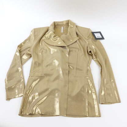 Norma Kamali CLASSIC DOUBLE BREASTED JACKET, GOLD, M Outerwear Coat - New