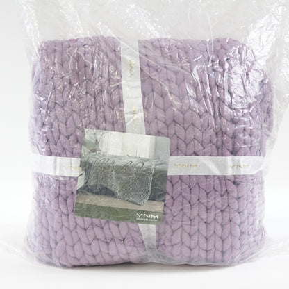 YnM Chunky Throw Blanket, Hand Knitted- Purple Violet, 50 x 70" - New