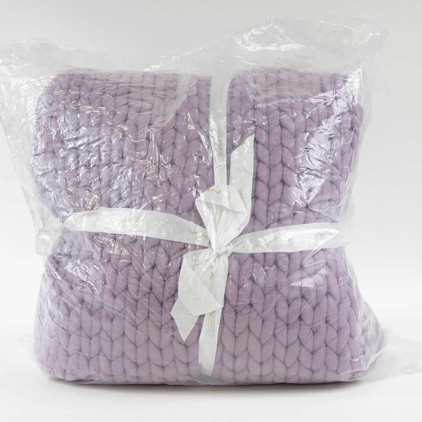 YnM Chunky Throw Blanket, Hand Knitted- Purple Violet, 50 x 70" - New