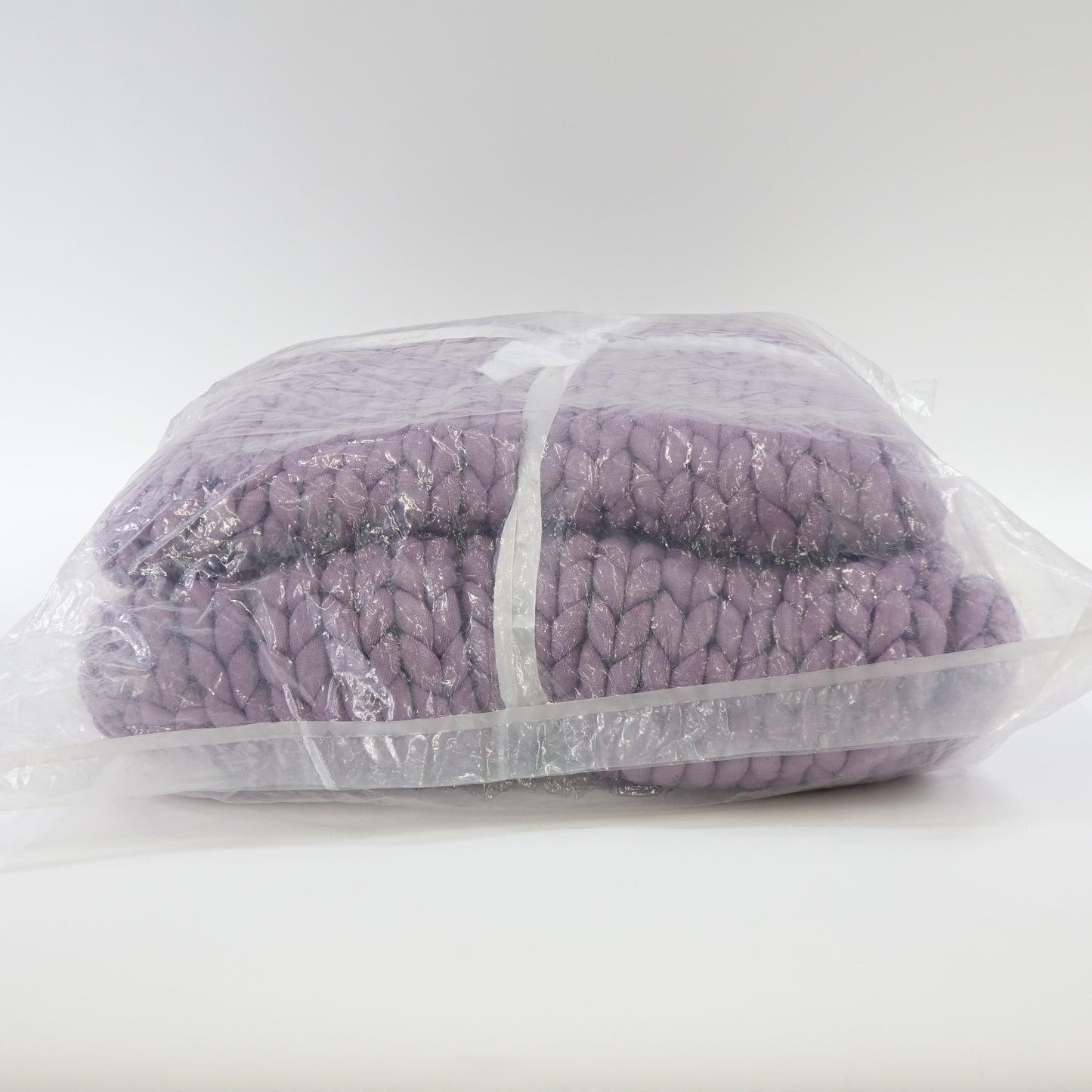 YnM Chunky Throw Blanket, Hand Knitted- Purple Violet, 50 x 70" - New