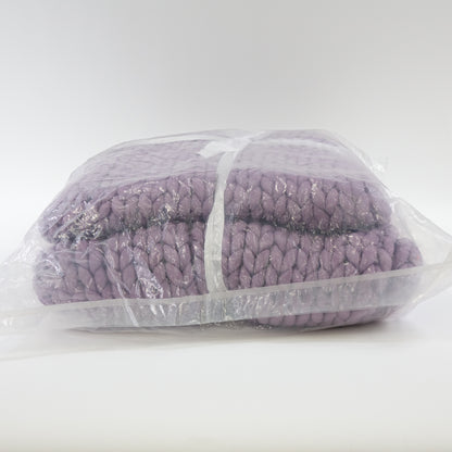 YnM Chunky Throw Blanket, Hand Knitted- Purple Violet, 50 x 70" - New