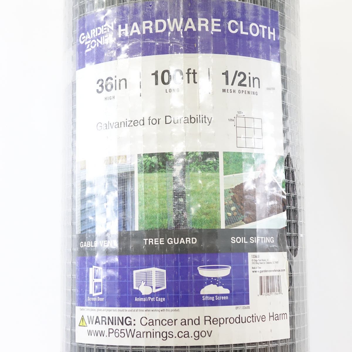 36" x 100 Feet 19-Gauge Galvanized Welded Steel Wire Hardware Cloth, 36" - New