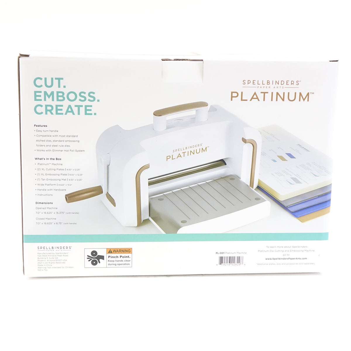 Spellbinders Platinum 8.5 Inch Platform Cutting Machine + Die, White