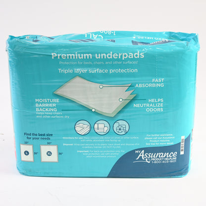 Assurance Premium Quilted Underpad, Value Pack, XL 30 Count (4 Pack)