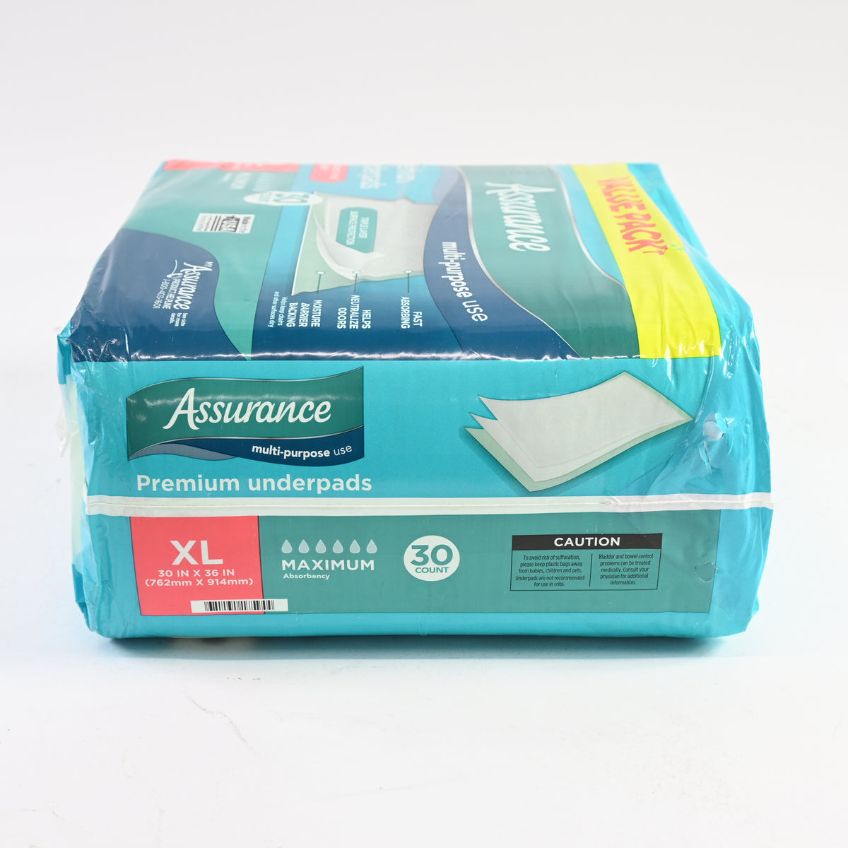 Assurance Premium Quilted Underpad, Value Pack, XL 30 Count (4 Pack)