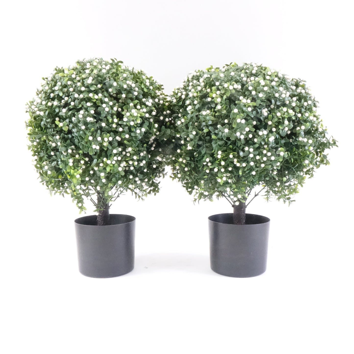 Two 20'' Artificial Boxwood Topiary Ball Trees Fake UV Resistant Potted Plant