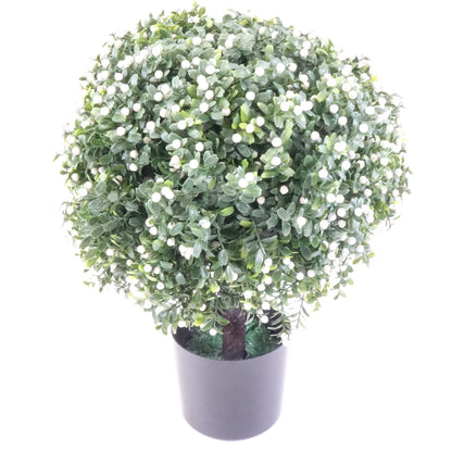 Two 20'' Artificial Boxwood Topiary Ball Trees Fake UV Resistant Potted Plant