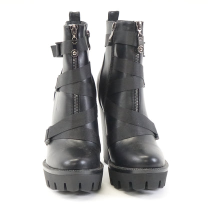 wetkiss Platform Boots for Women, Round Toe Lace Up High Heel Ankle Boots Size 9