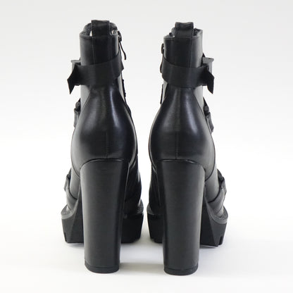 wetkiss Platform Boots for Women, Round Toe Lace Up High Heel Ankle Boots Size 9