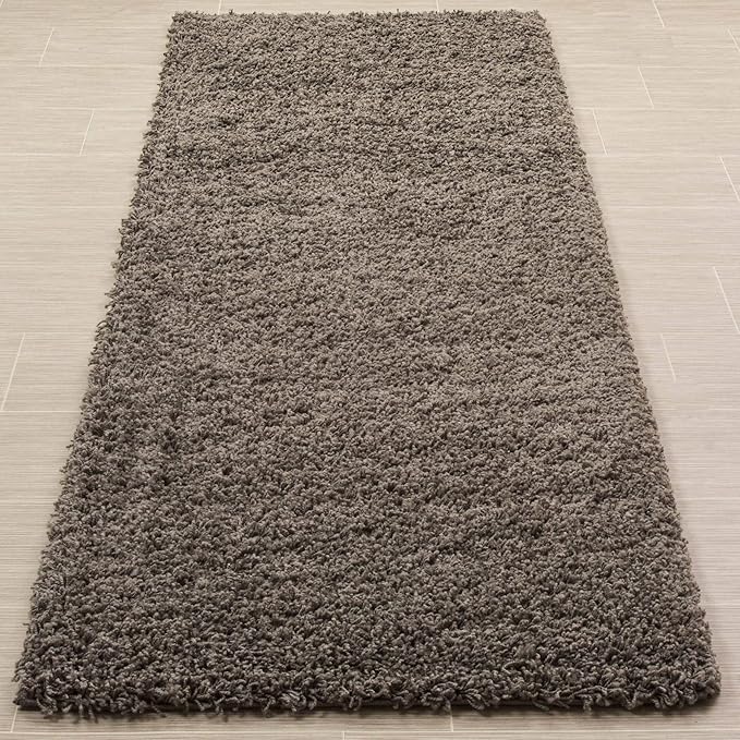 Super Area Rugs Solid Soft Modern Shaggy Rug, Charcoal Gray, 2' 7" x 8' Runner