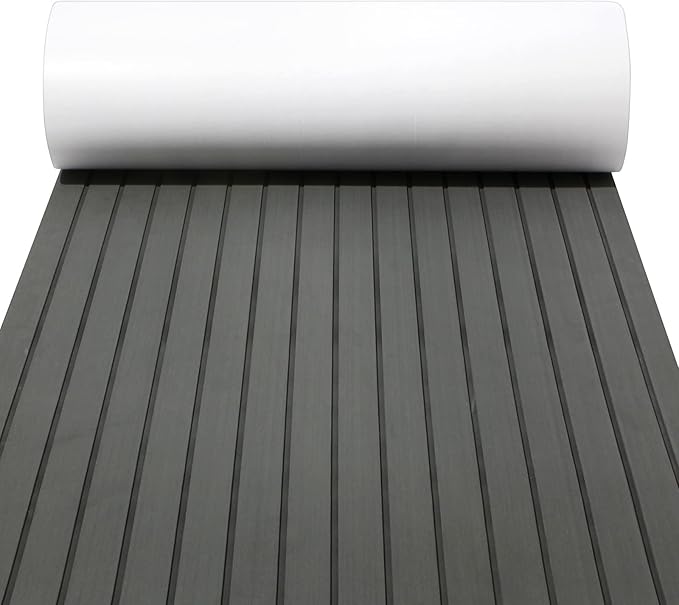 EVA Foam Faux Teak Sheet Boat Yacht (35.4in × 95.4in Dark Grey with Black Lines)