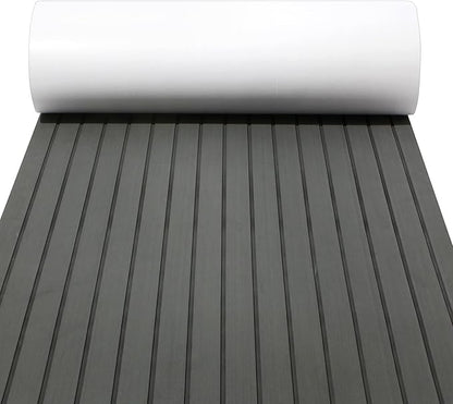 EVA Foam Faux Teak Sheet Boat Yacht (35.4in × 95.4in Dark Grey with Black Lines)