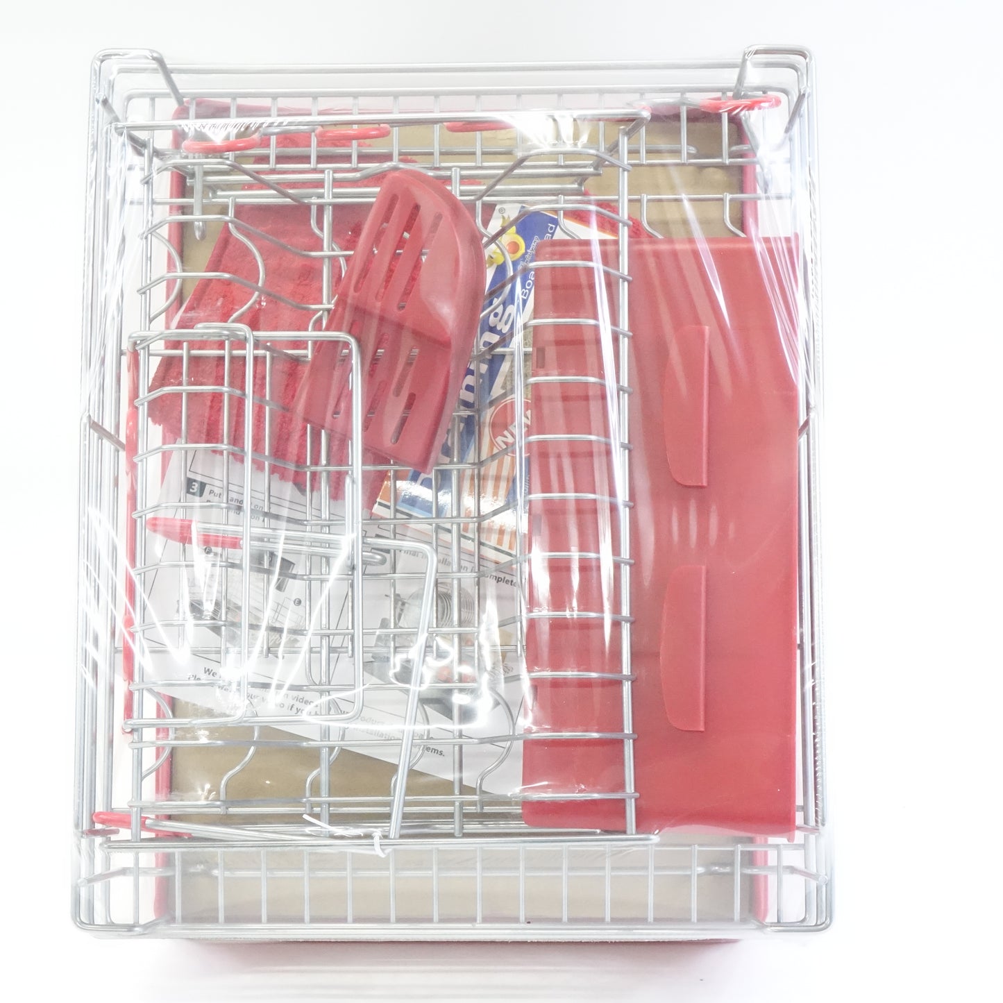 Qienrrae Large 2 Tier Dish Drying Rack with Drainboard Set and Dryer Mat, Red
