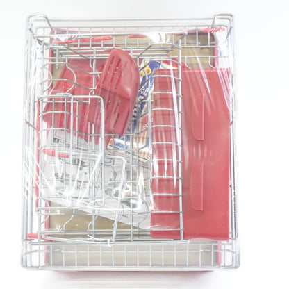 Qienrrae Large 2 Tier Dish Drying Rack with Drainboard Set and Dryer Mat, Red