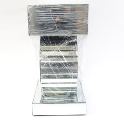 Mirrored Nightstand with Drawer, Large Mirror Accent Silver Table