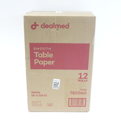 DEALMED 782040 Table Paper Exam, Smooth, 18" X 225', 1 Roll, 12PK