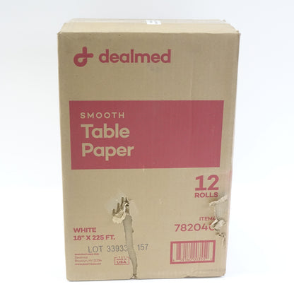 DEALMED 782040 Table Paper Exam, Smooth, 18" X 225', 1 Roll, 12PK