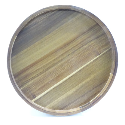 Galleon Gourmet 18" Lazy Susan Turntable Tray in Acacia Wood with Handles