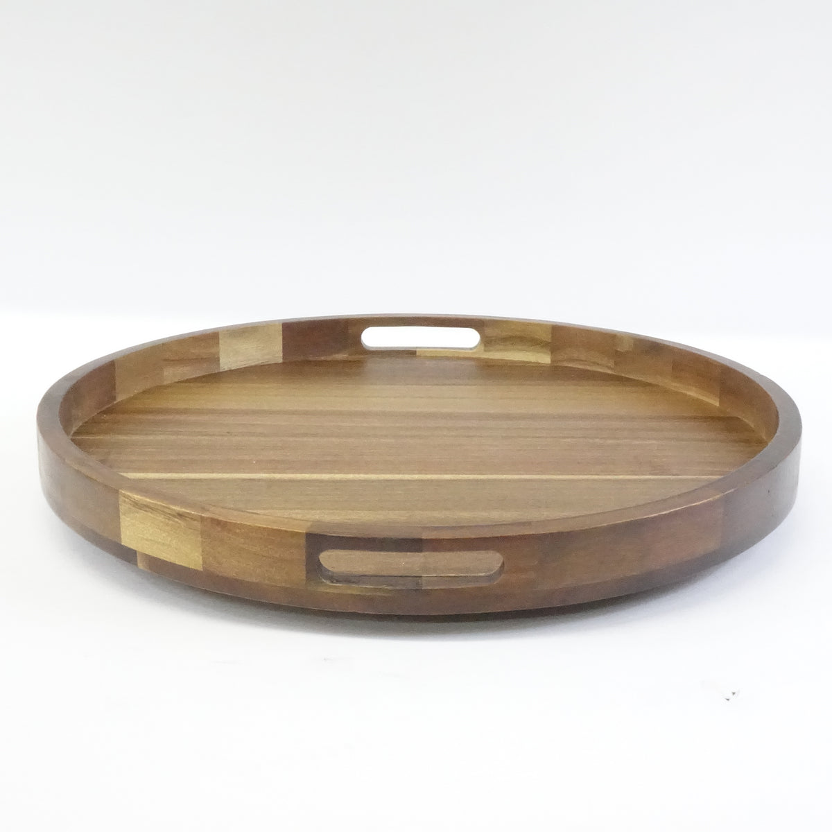 Galleon Gourmet 18" Lazy Susan Turntable Tray in Acacia Wood with Handles