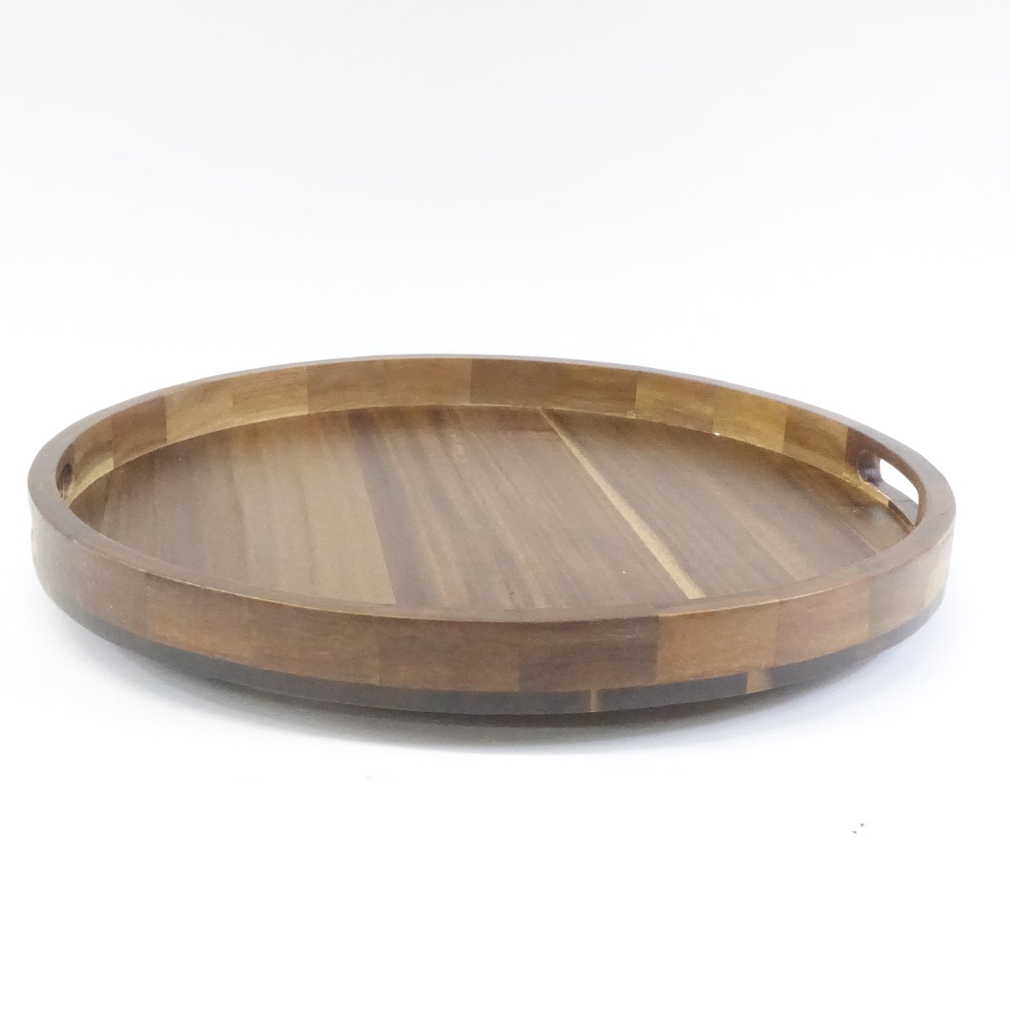 Galleon Gourmet 18" Lazy Susan Turntable Tray in Acacia Wood with Handles