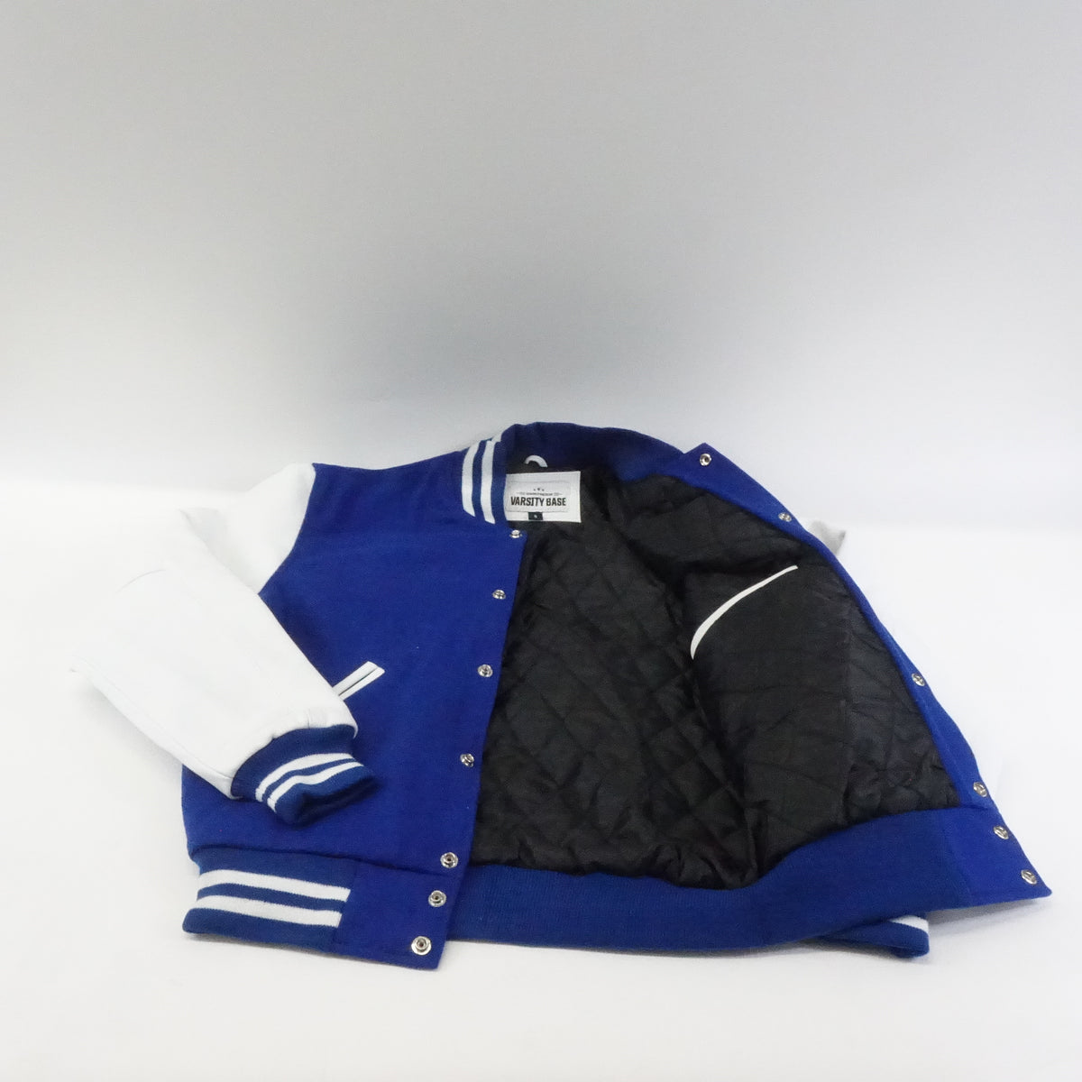 Varsity Base Letterman Jacket-Wool, Leather Sleeves- Bright Royal-Small