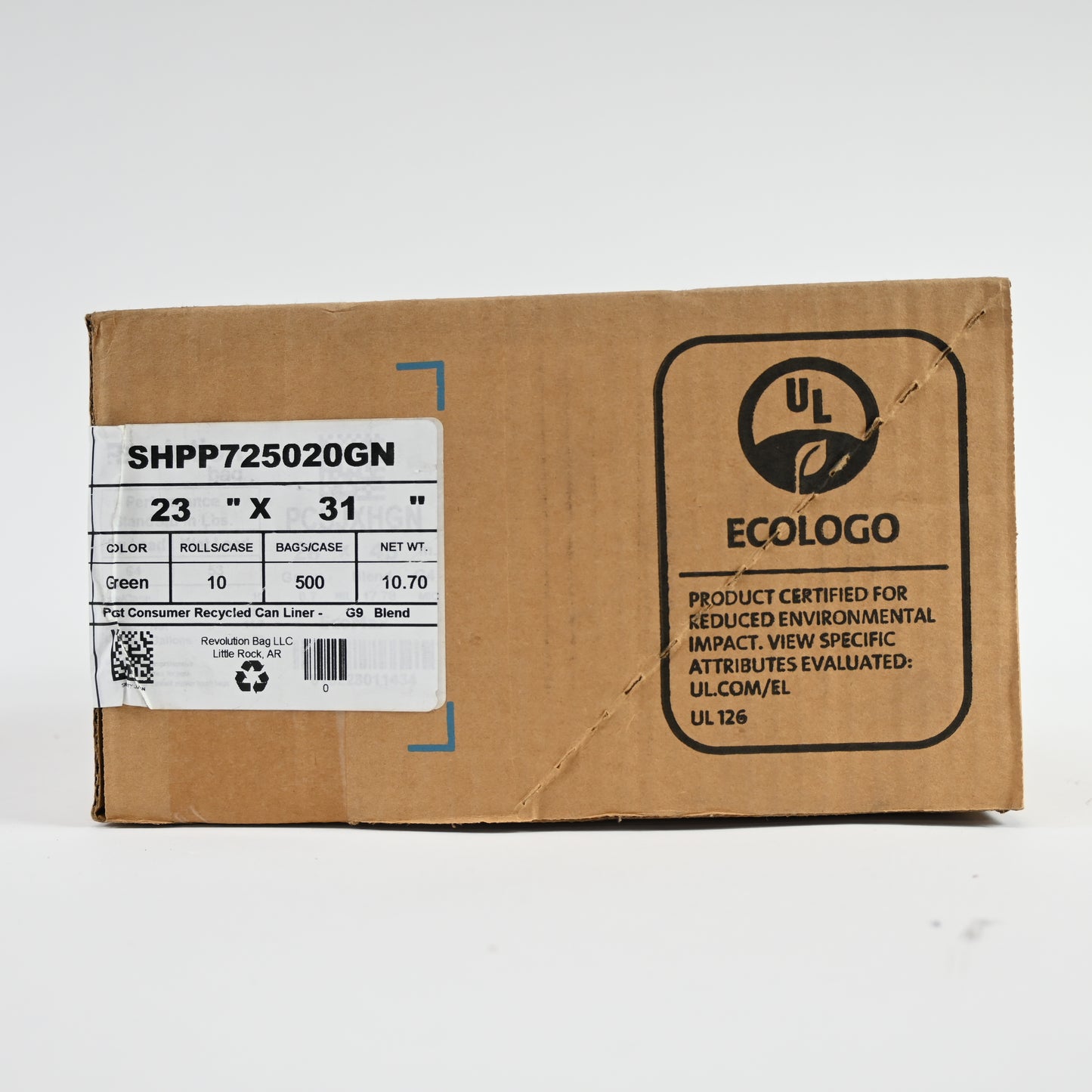 Trash Bag 12-16 gal Green Recycled Can Liner 23 x 31.45 mil 500 Case - Open Box