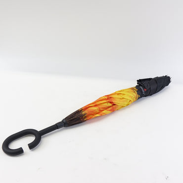 Sharpty Inverted Umbrella Windproof & C-Shaped Handle -Yellow Flower - New