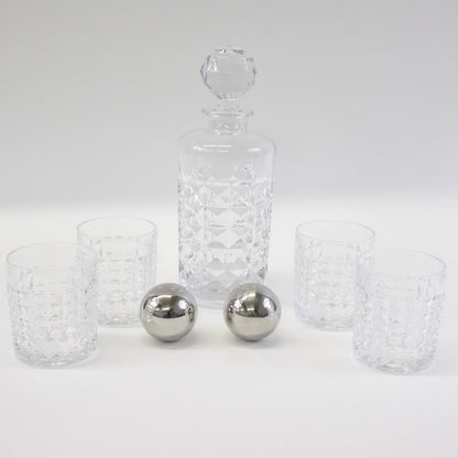 Labeol Whiskey Decanter Set with Four Glasses and Two Chillers