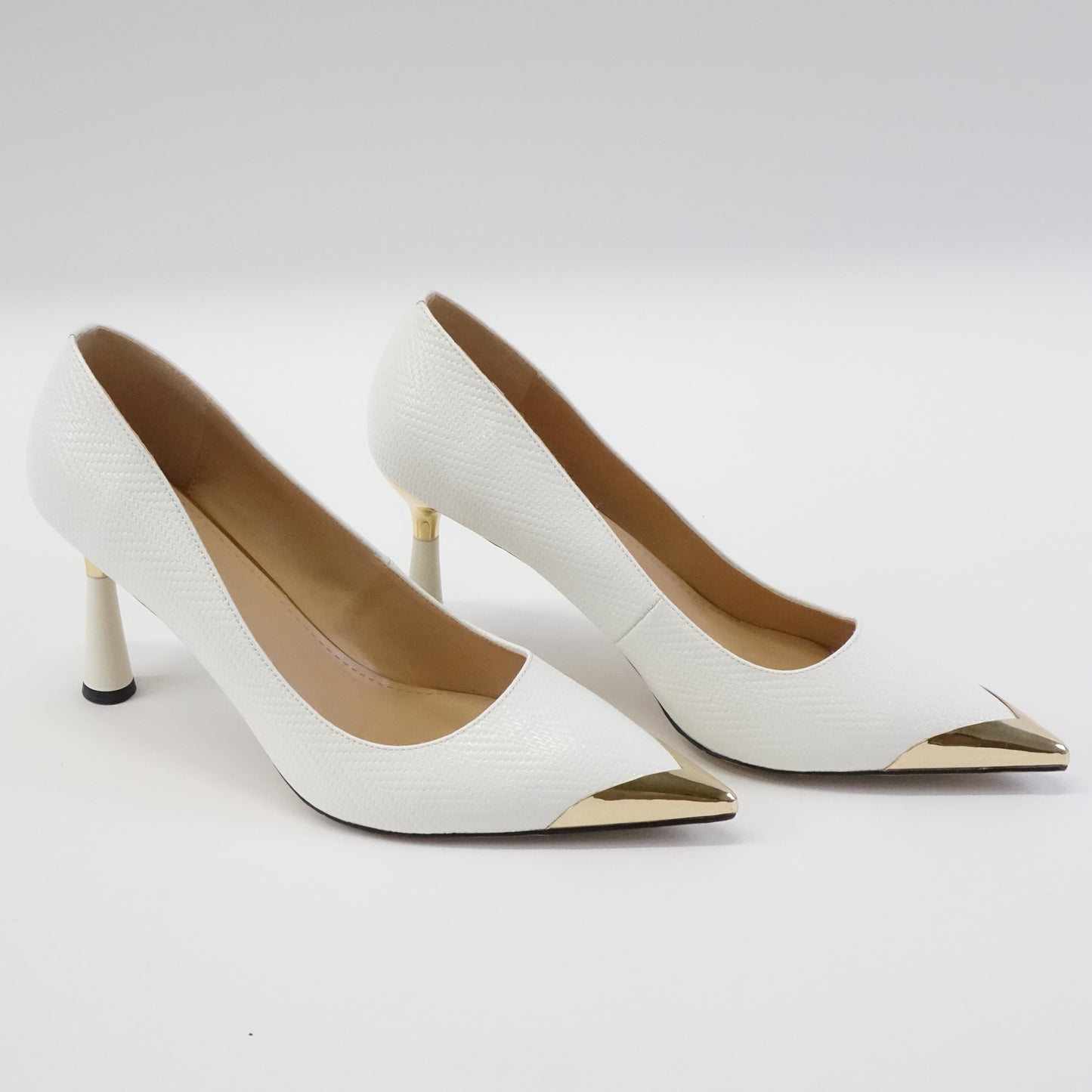 SOPHITINA White Pumps Women Metal Cap Pointed Toe Stiletto Heel Size 41 - New