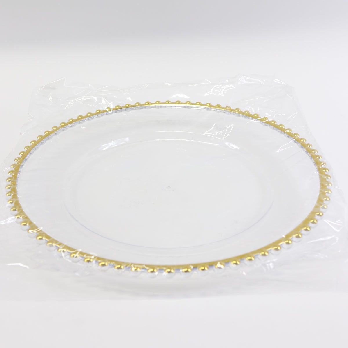 Maiangel Acrylic Gold Beaded Clear Charger Plates 13"-Set of 12 - Open Box