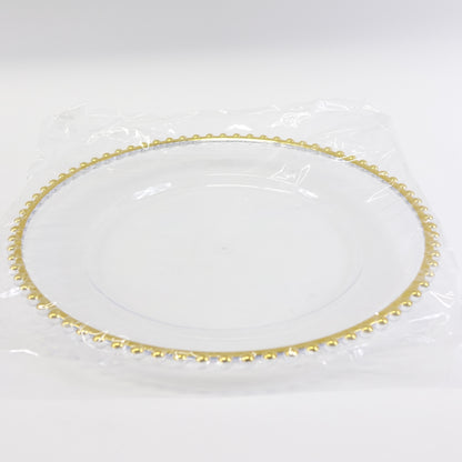 Maiangel Acrylic Gold Beaded Clear Charger Plates 13"-Set of 12 - Open Box