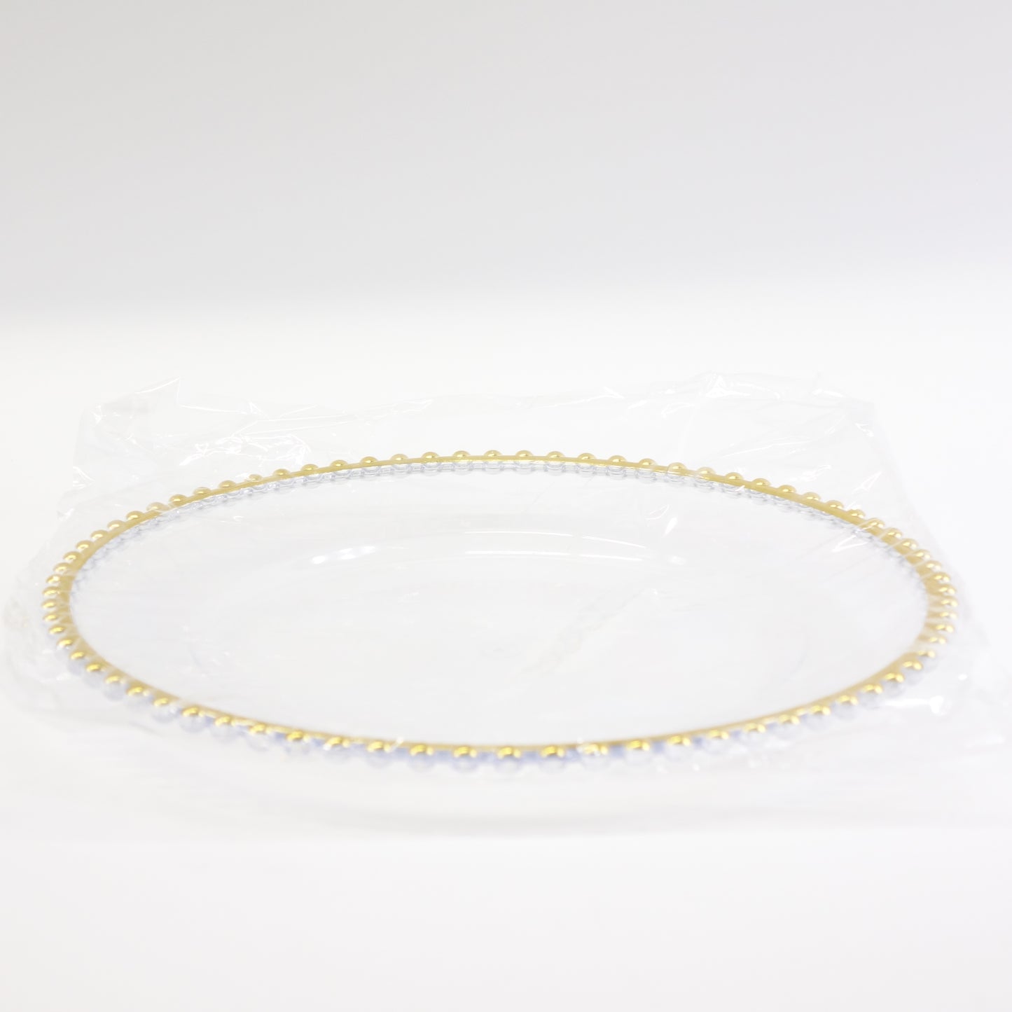 Maiangel Acrylic Gold Beaded Clear Charger Plates 13"-Set of 12 - Open Box