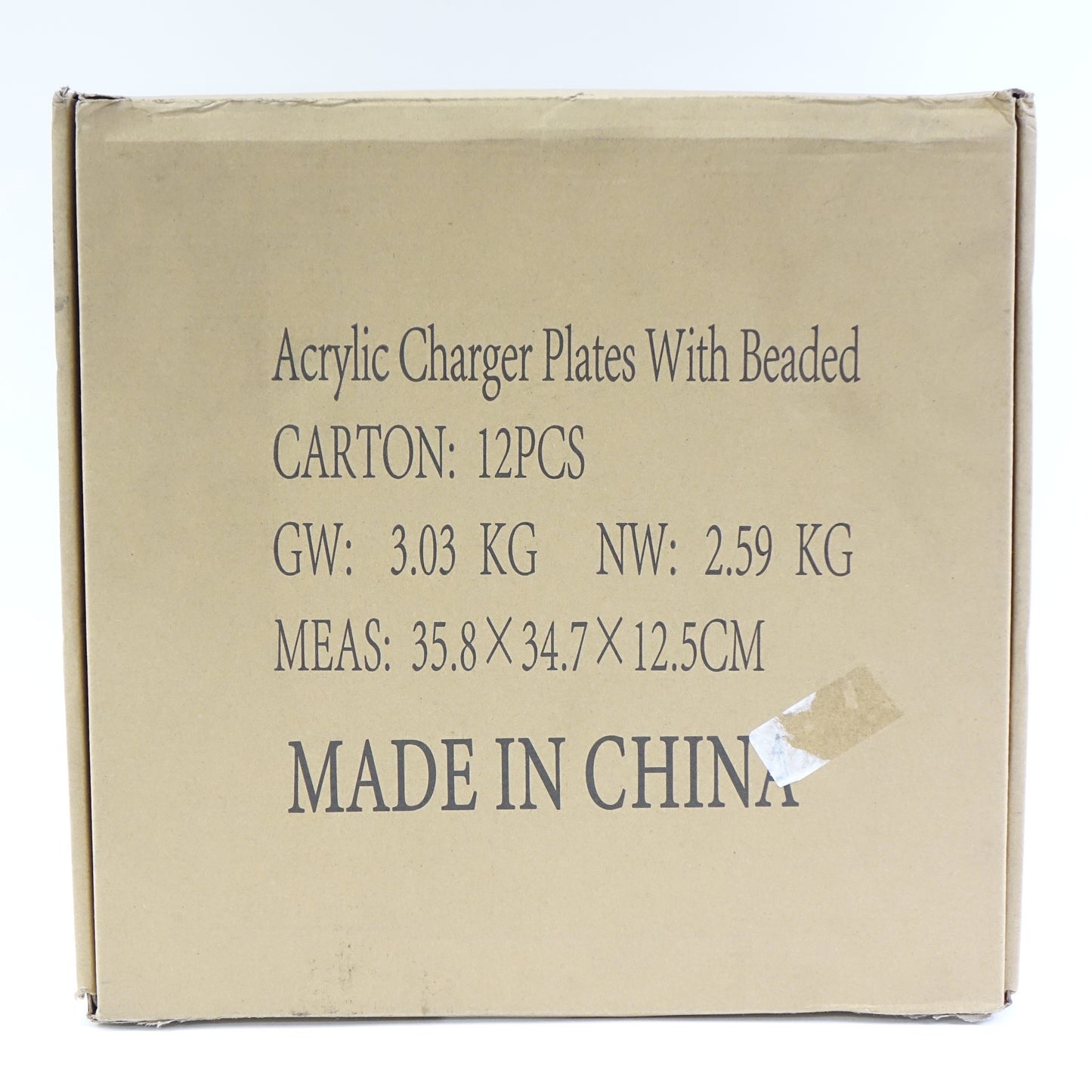 Maiangel Acrylic Gold Beaded Clear Charger Plates 13"-Set of 12 - Open Box