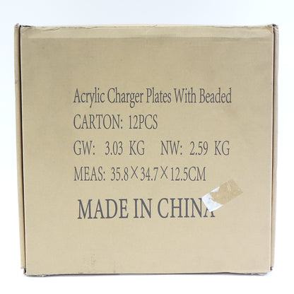 Maiangel Acrylic Gold Beaded Clear Charger Plates 13"-Set of 12 - Open Box