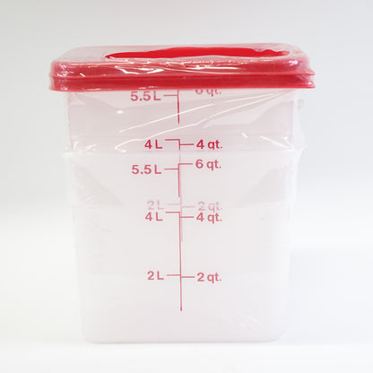 Cambro 6 Quart Translucent Square Food Storage Containers and Covers, 2 pack