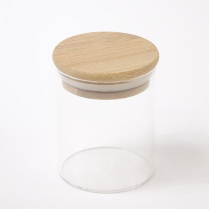 Glass Food Storage Round Jars w/ Airtight Bamboo Lid Set of 12 -65 x 80mm - New