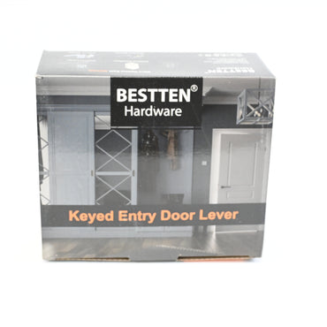 10 Pack Entry Door Lever with Removable Latch Plate, Roma Series, Matte Black